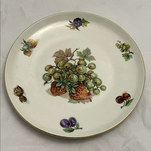 Bohemian Toscport Fine China Plate, Czechoslovakia, Strawberries Grapes, EUC